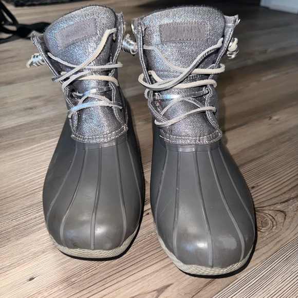 Silver/Gray Sperry Duck Boots - Picture 1 of 2